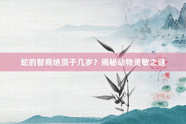 蛇的智商绝顶于几岁？揭秘动物灵敏之谜